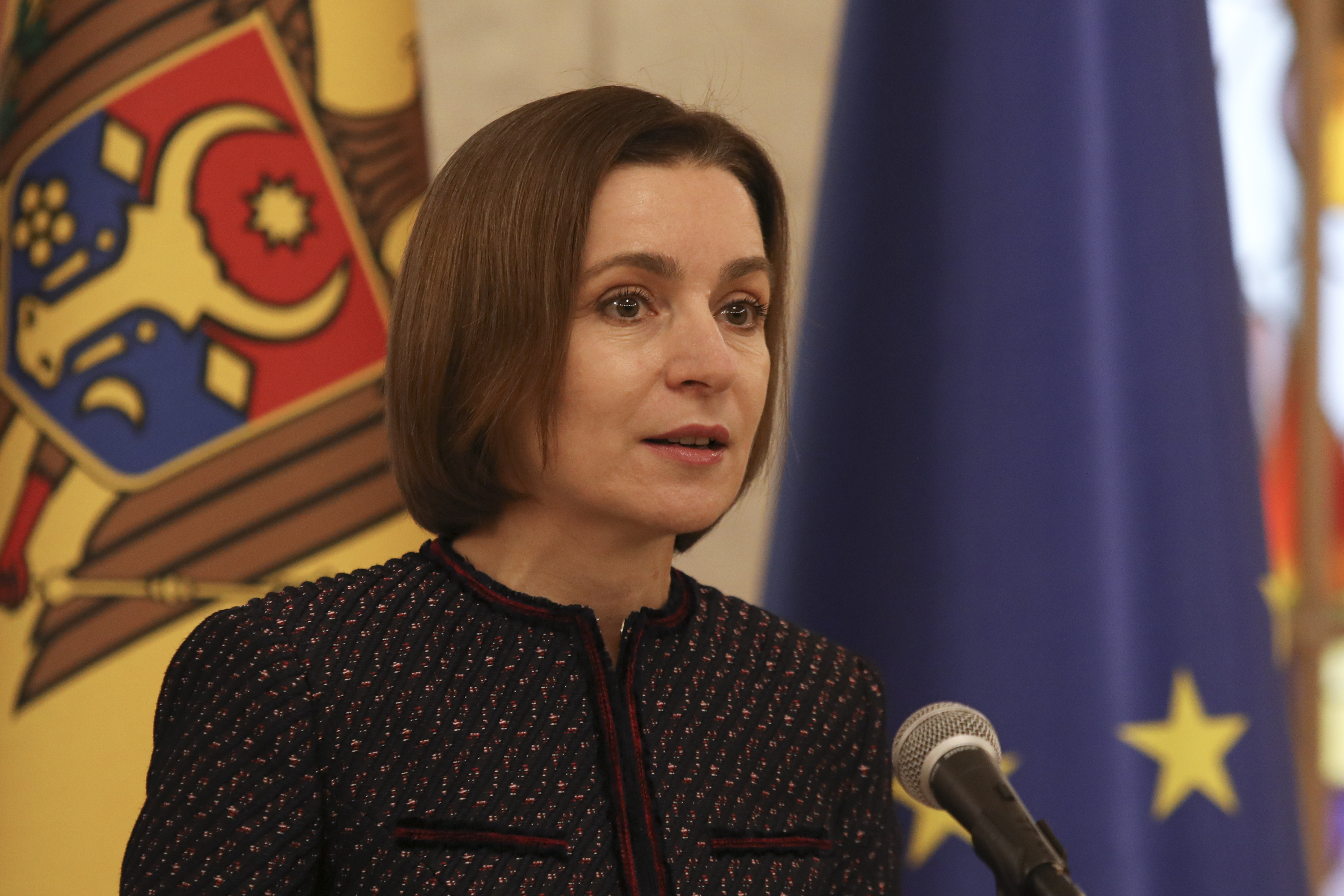 La presidenta moldava Maia Sandu en Chisinau (Foto AP /Aurel Obreja)