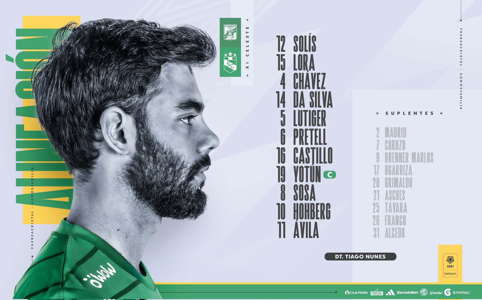 Alineaciones de sporting cristal contra carlos mannucci