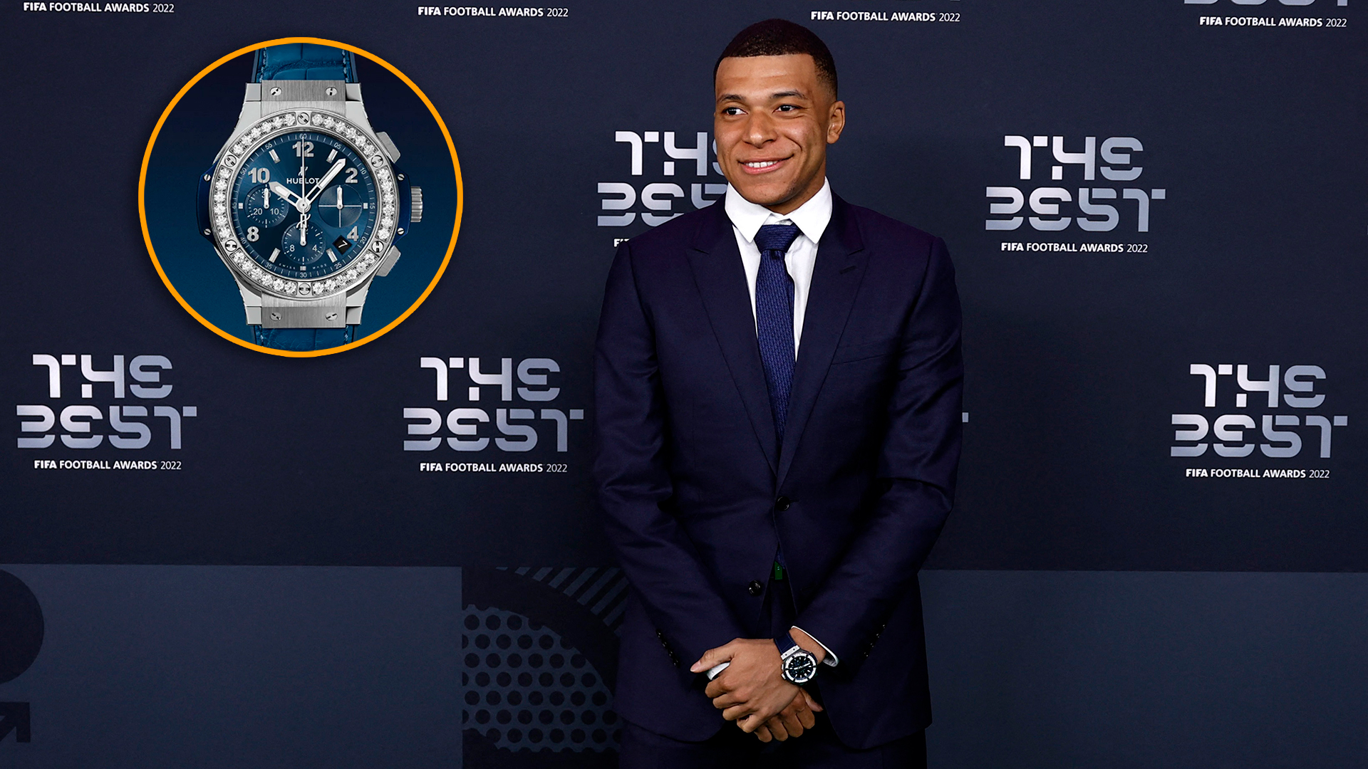 Kylian Mbappé llegó a los premios The Best 2023 con un vestuario de tonos azules