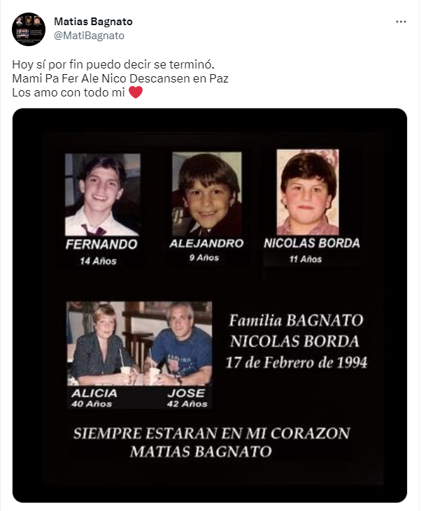El tuit de Matías Bagnato tras conocer la noticia de la muerte de Fructuoso Álvarez González