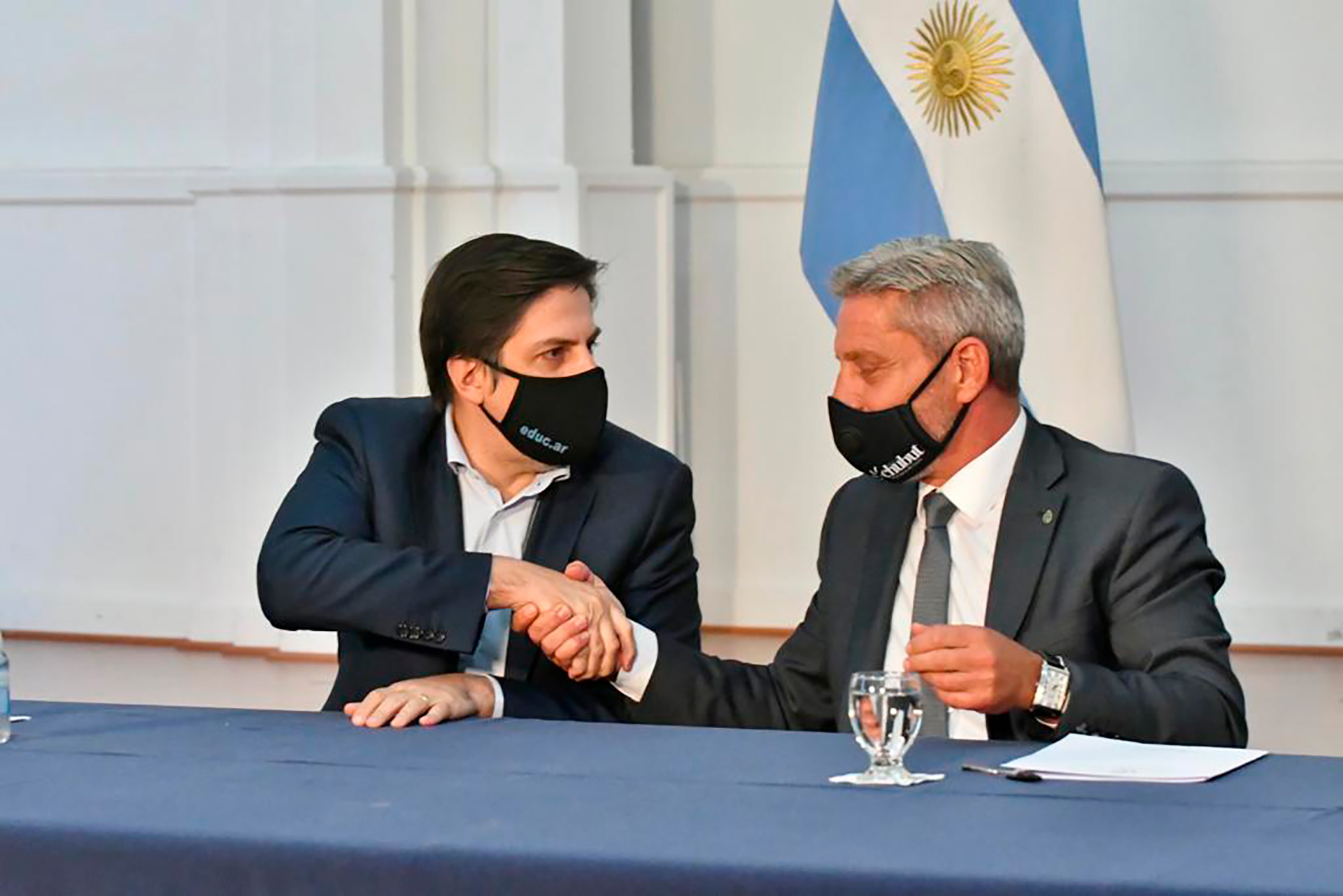 El ministro de Educación, Nicolás Trotta y el gobernador de Chubut, Mariano Arcioni (Gobierno de Chubut)