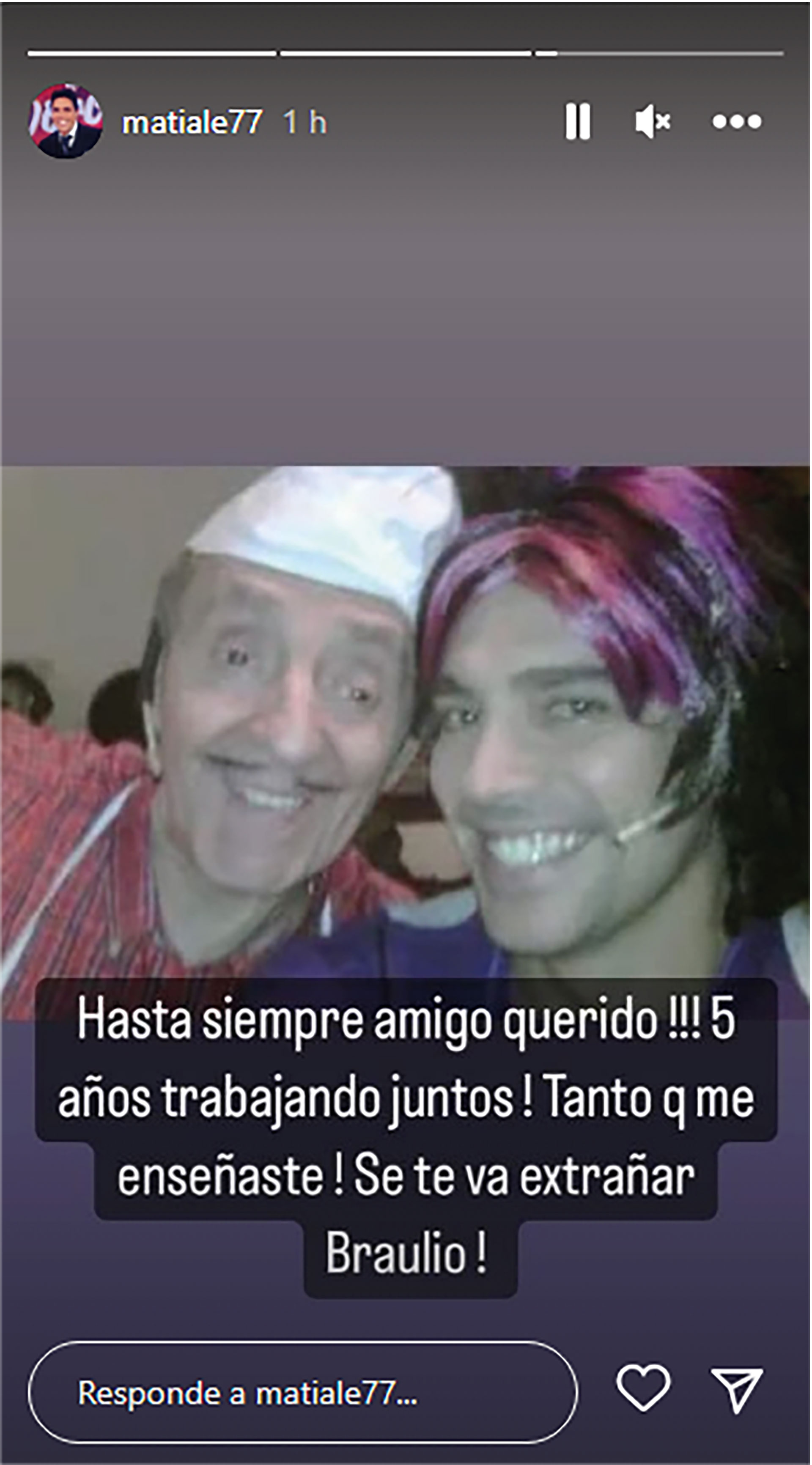 Matías Alé recordó a Tristán en sus historias de Instagram