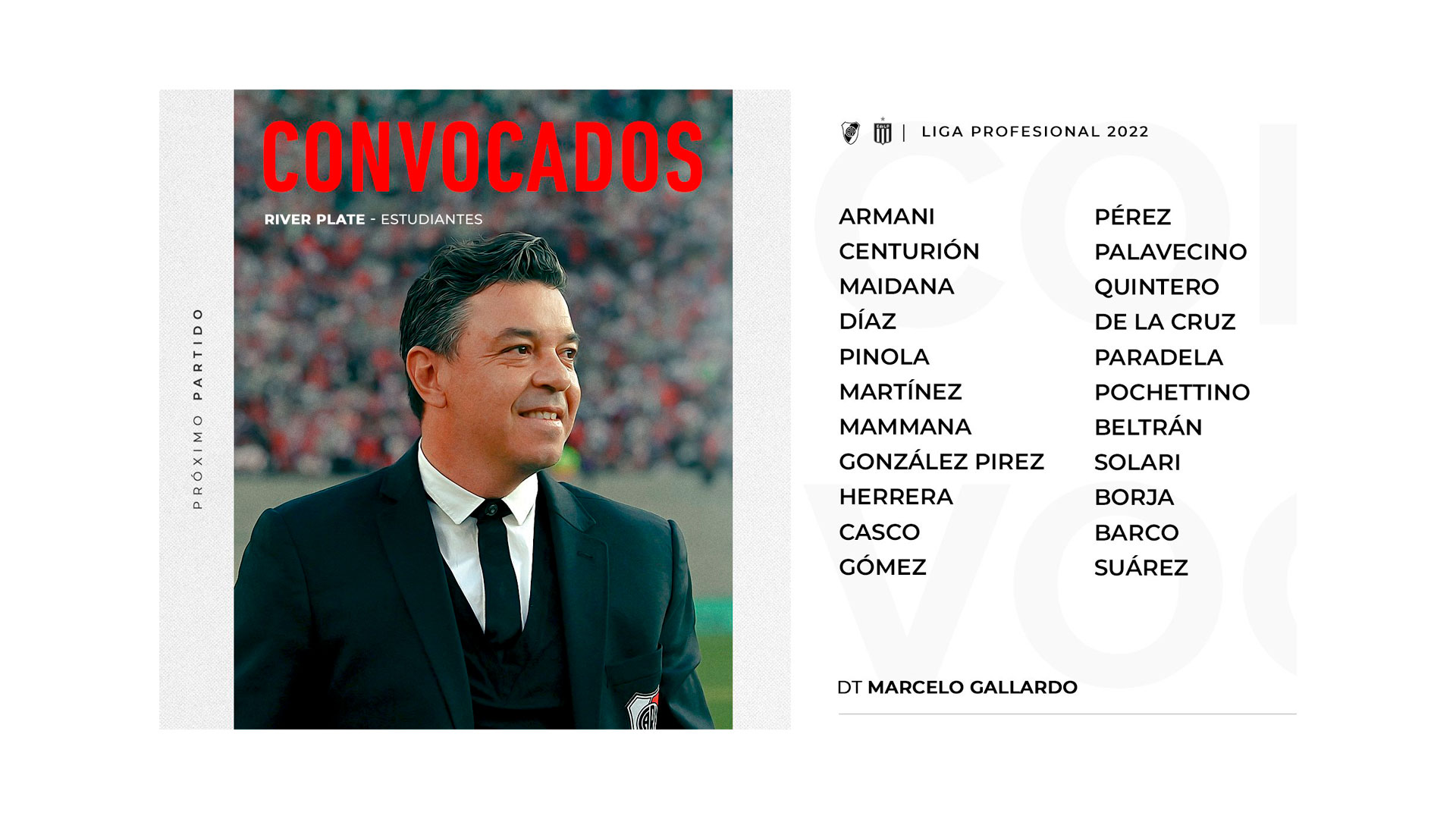 Marcelo Gallardos lagliste for å møte Estudiantes