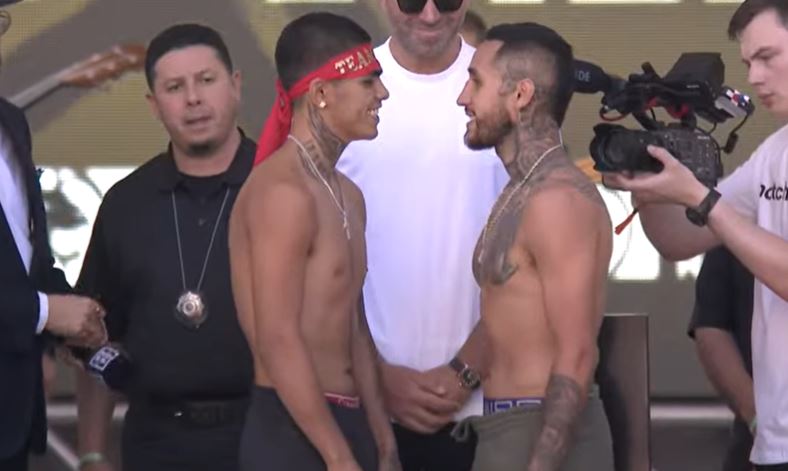 Fernando Molina y Ricardo Valdoivinos (Foto: Captura de pantalla YouTube/Matchroom Boxing)