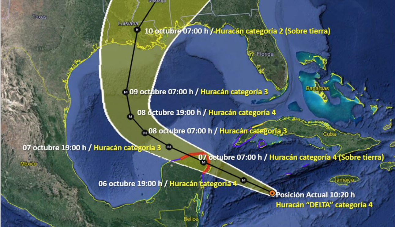 A qué hora y en dónde impactará el huracán Delta - Infobae