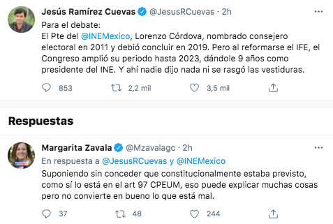 Jesús Ramírez Cuevas recordó cuando el Congreso aprobó la extensión del periodo al frente del INE de Lorenzo Córdova (Foto: captura de pantalla / Twitter@JesusRCuevas)