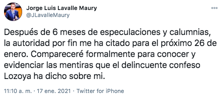 A través de su cuenta de Twitter, Lavalle Maury compartió la noticia (Foto: Twitter)