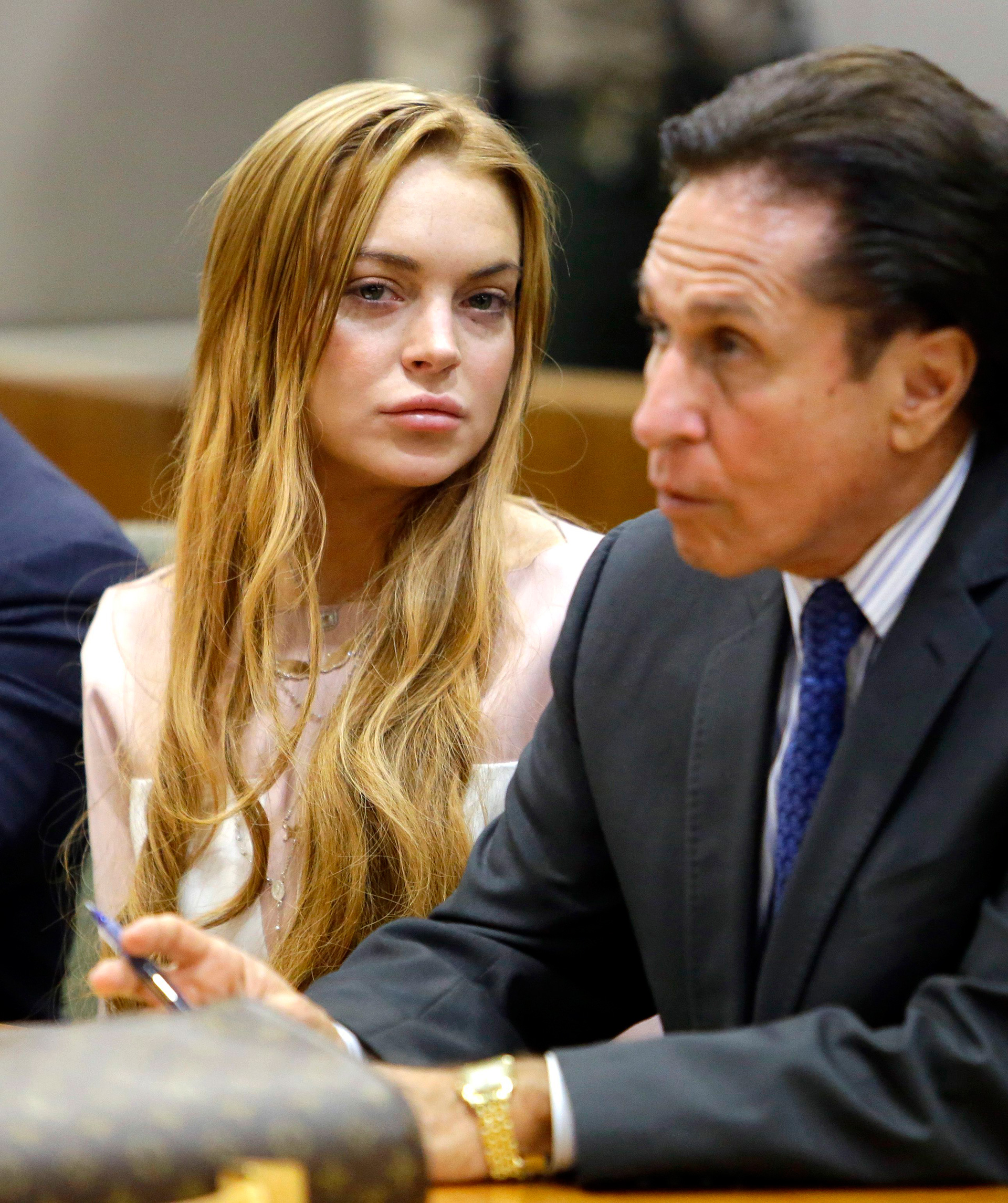Lindsay Lohan en el Tribunal Superior de Los Ángeles, el 18 de marzo de 2013, para determinar si regresaba a la cárcel por un incidente con la policía que la detuvo por un accidente de tránsito en junio de 2012 