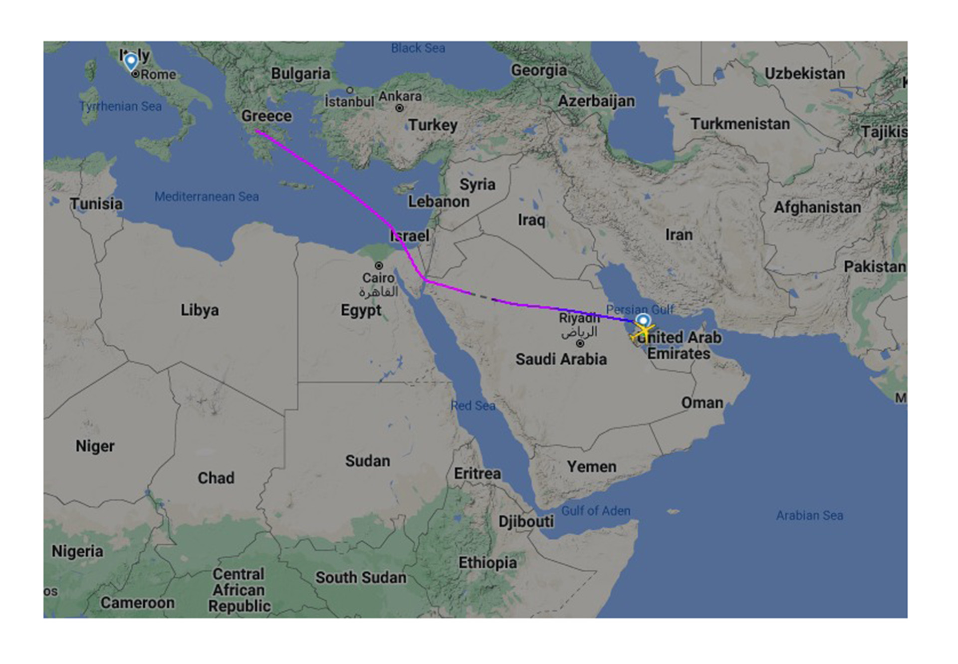 A las 9:20, los jugadores se encontraban sobre Grecia, rumbo a Roma