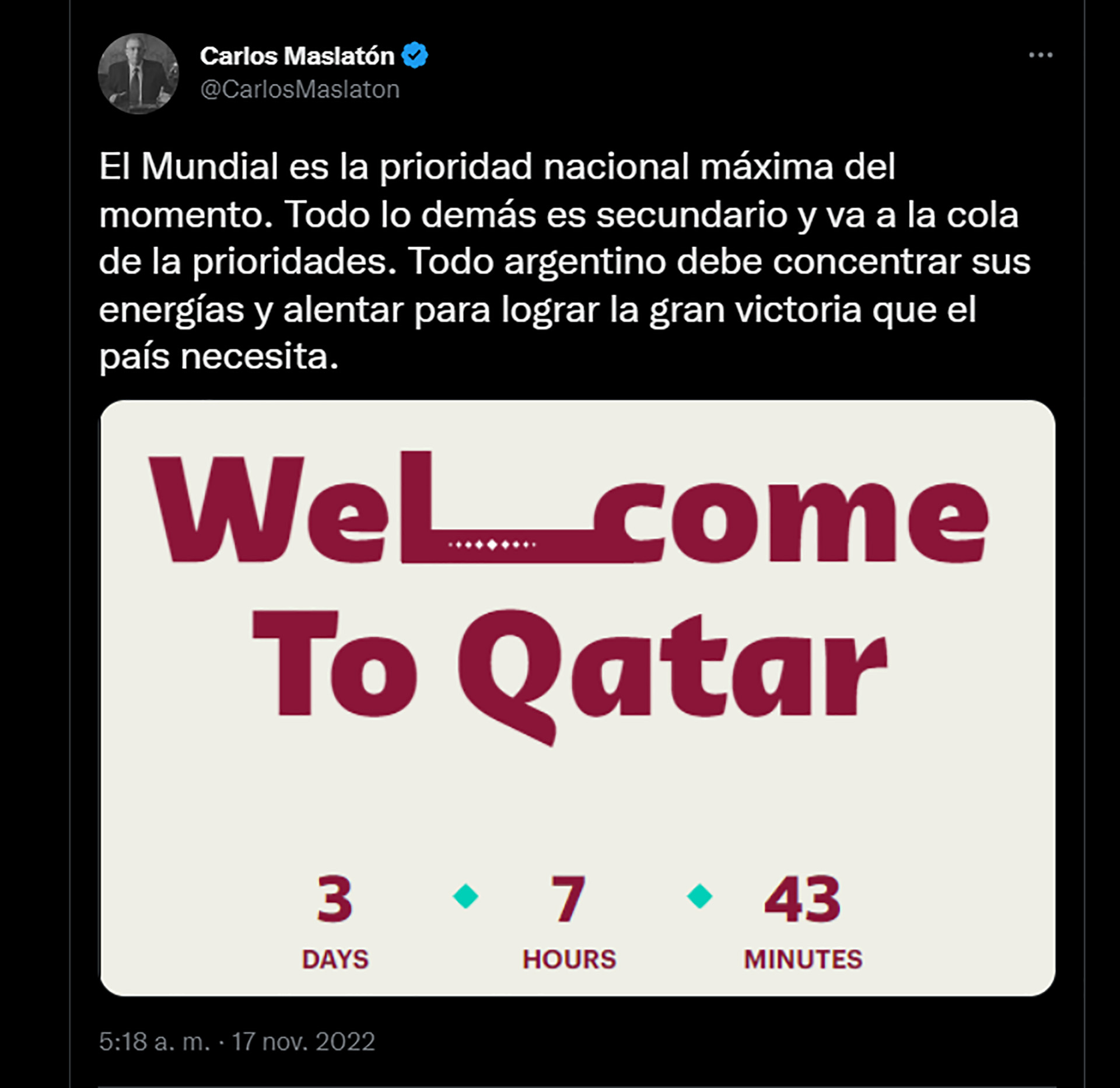 Maslatón documenta en sus redes sociales su estadía en Qatar