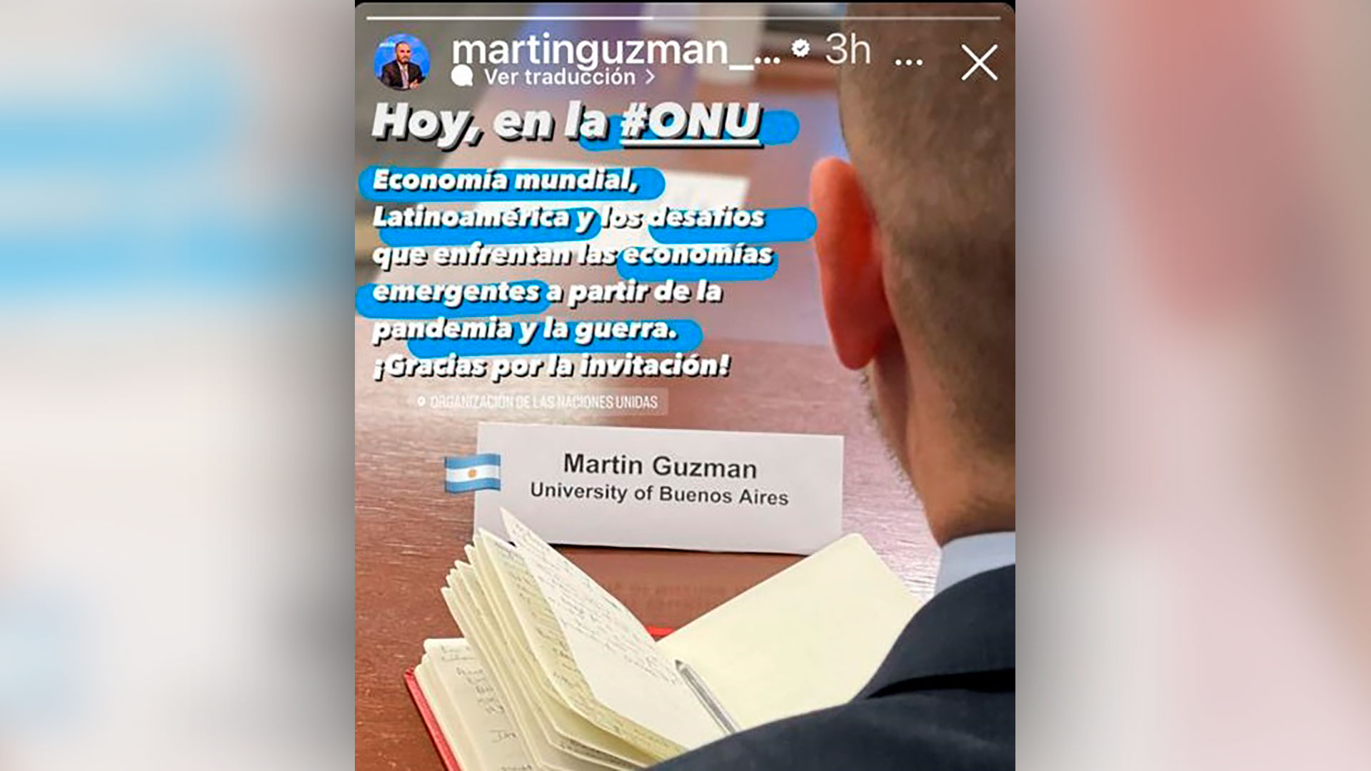 El posteo de Guzmán en Instagram sobre el evento