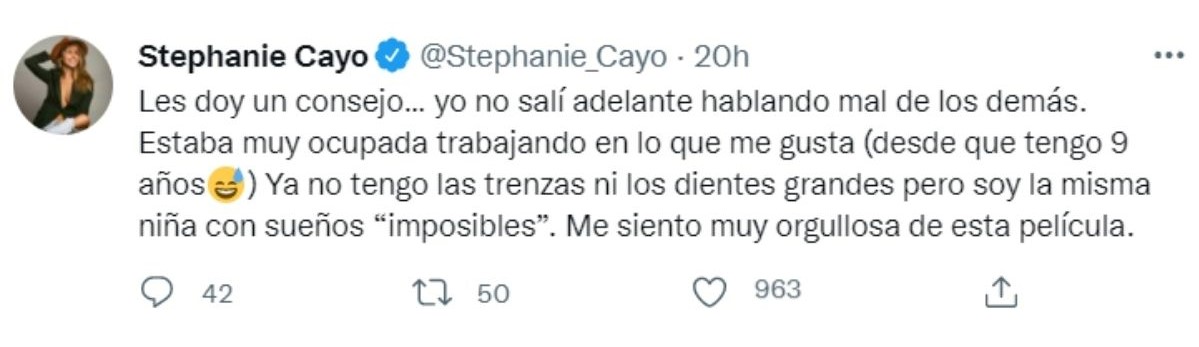 Stephanie Cayo le responde a sus detractores. (Foto: Twitter)