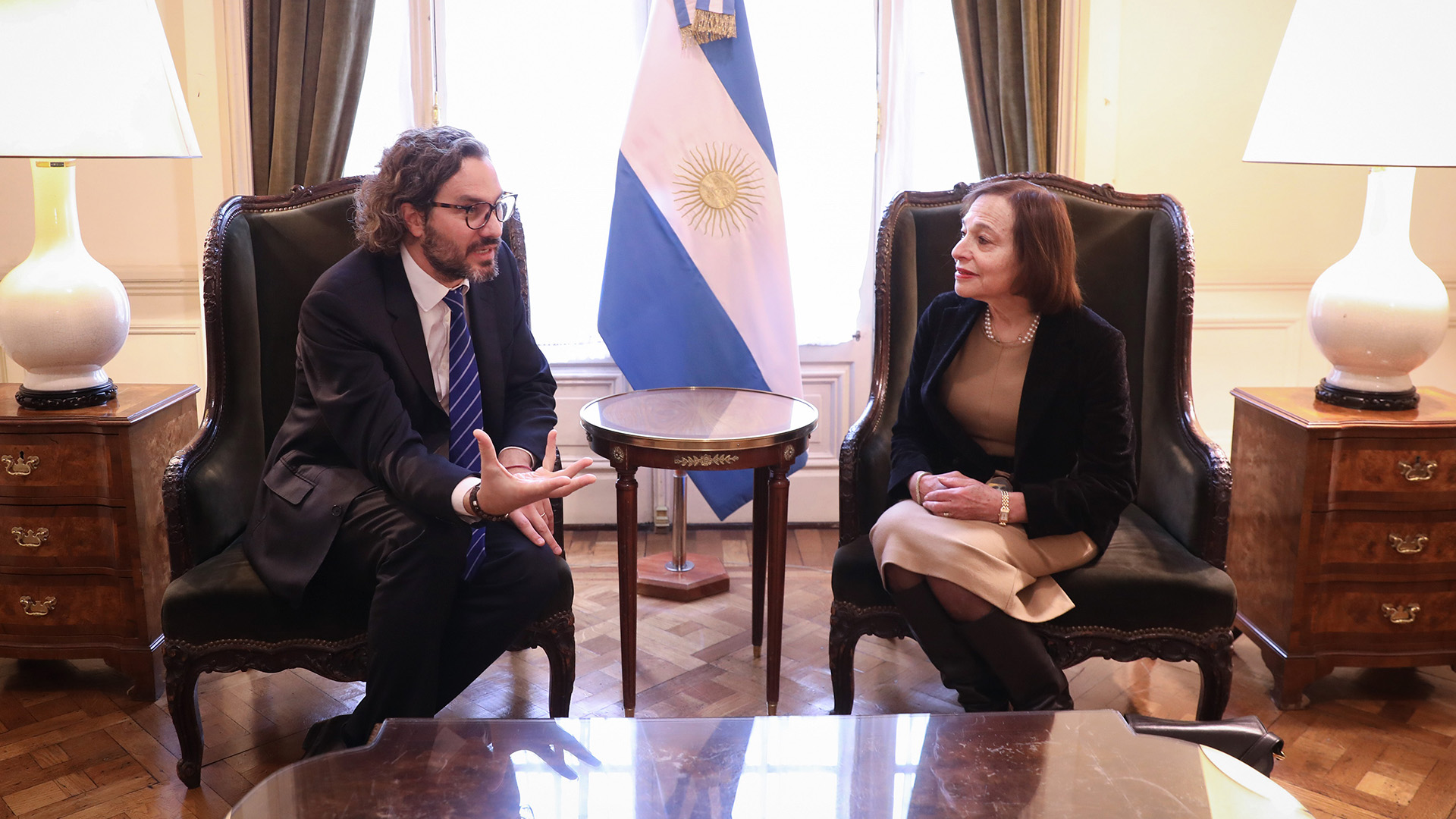 El Canciller Santiago Cafiero junto a Susan Segal, presidente y CEO de Americas Society/Council of the Americas