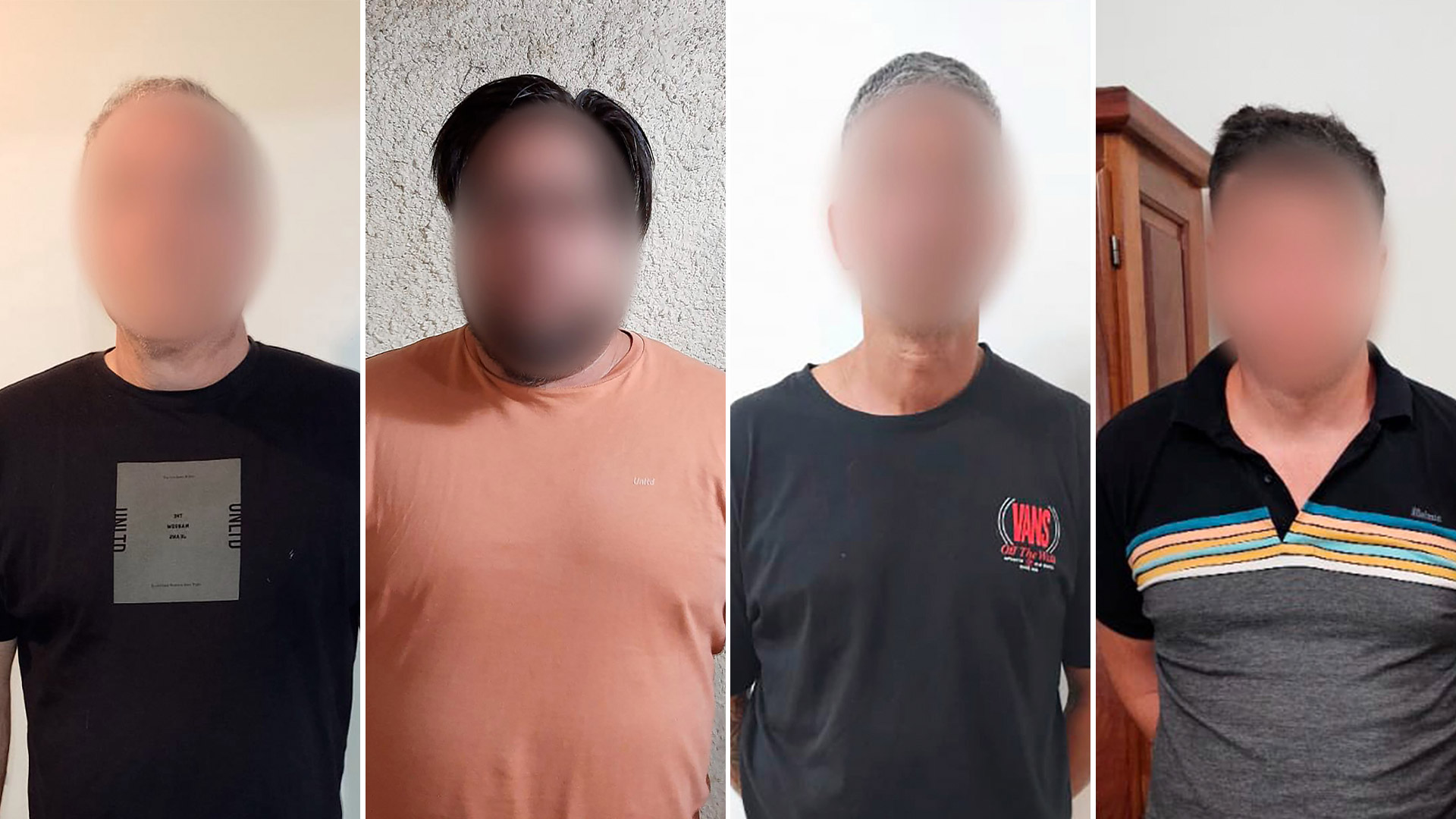 Andrés Charpenet (53), Rolando Angelotti (46), Marcelo Corazza (50) y Raúl Ignacio Mermet (45): los cuatro detenidos