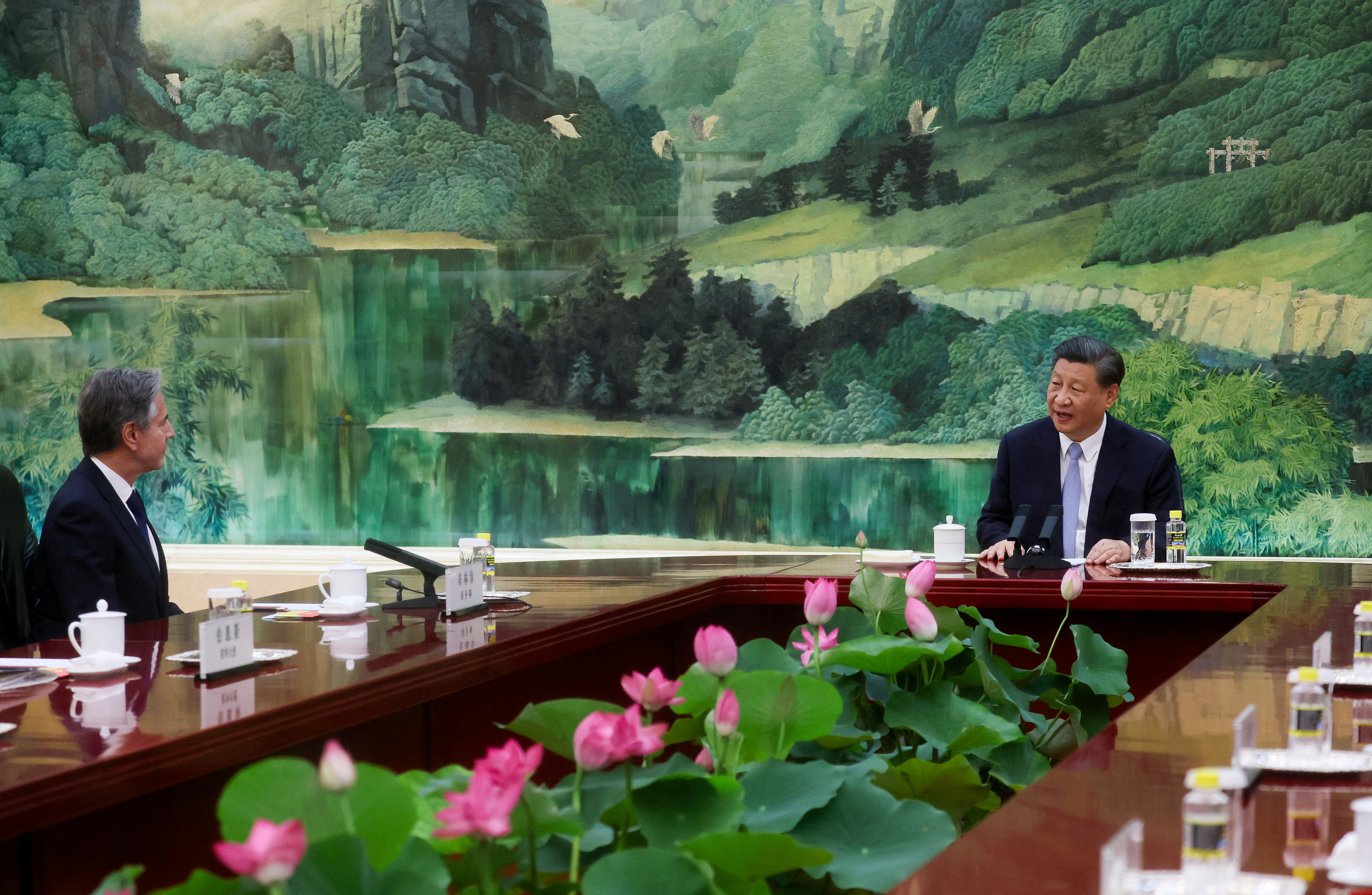 La reunión entre Blinken y Xi (Reuters)