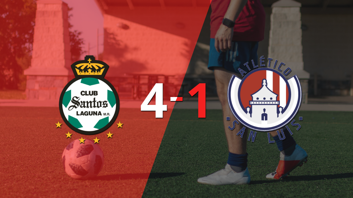 Atl. de San Luis fue superado fácilmente y cayó 4-1 contra Santos Laguna