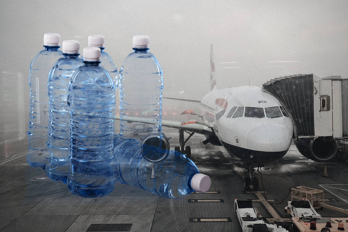 It is normal for passengers to take away their bottles of water at checkpoints, even if they bought it a few minutes ago in the same terminal
