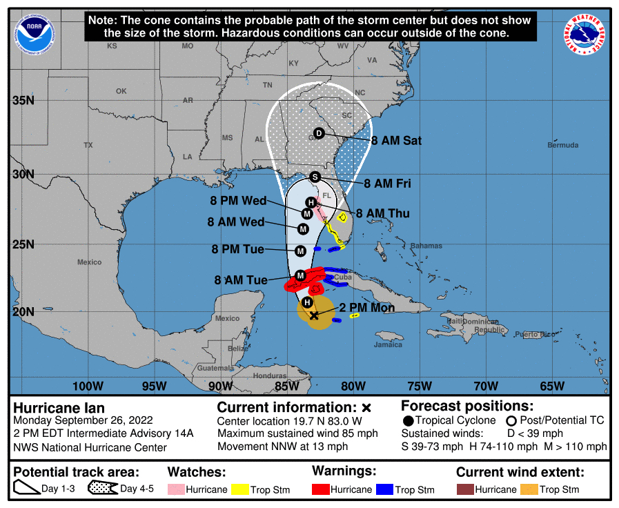 Huracán Ian: Cuba y Florida en alerta por la llegada de la tormenta