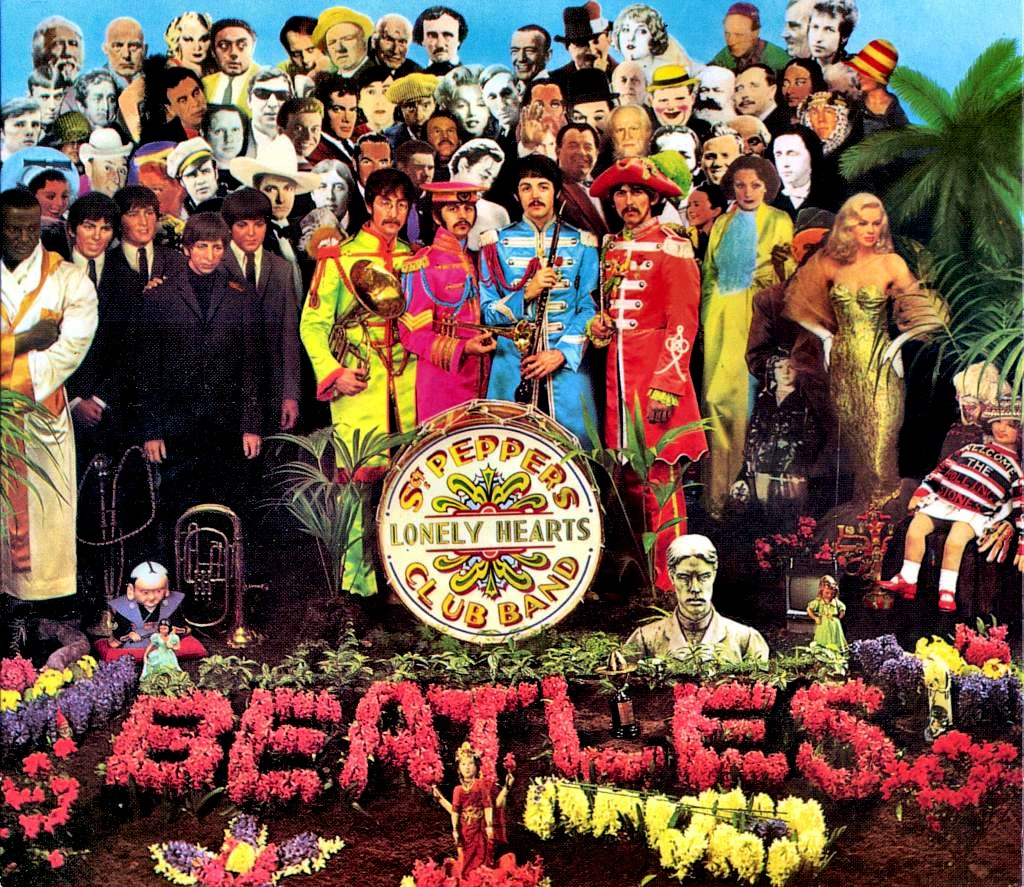 Stu en la icónica tapa de del disco "Sgt. Pepper’s Lonely Hearts Club Band." de 1967. Es el primero desde la izquierda en la tercera fila