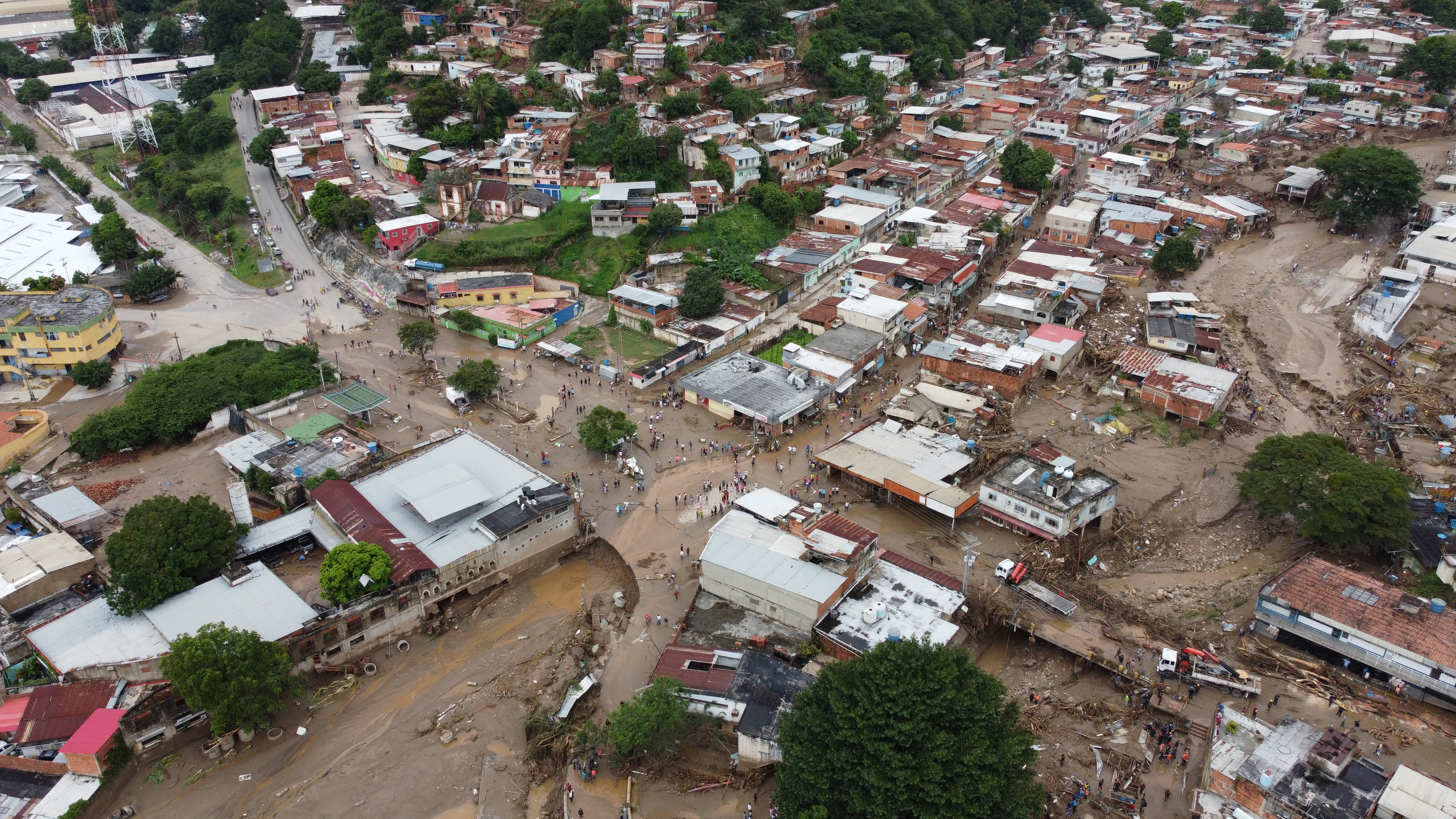 An aerial view of an area affected by a landslide after heavy rains caused flooding in Las Tejerias, Aragua state (REUTERS/Leonardo Fernandez Viloria)