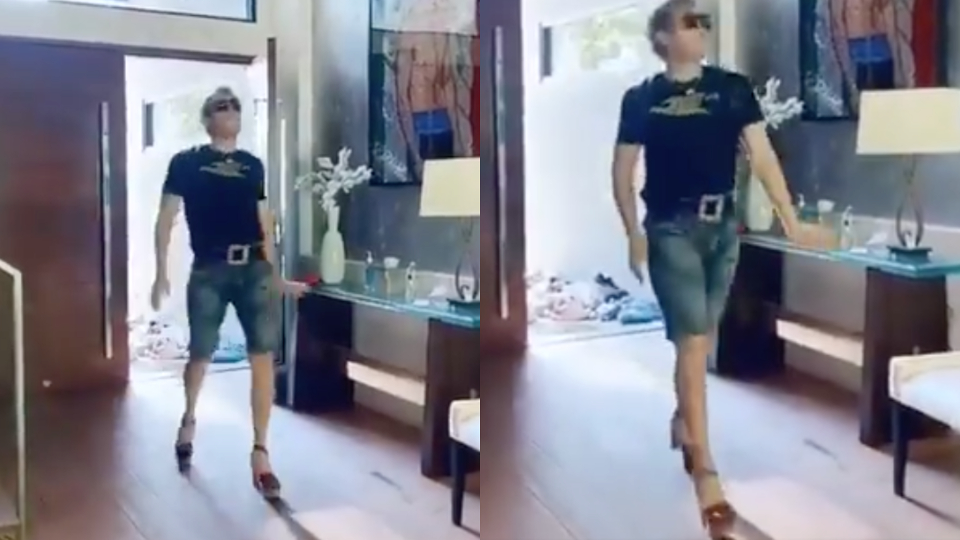 Una de las publicaciones que más llamó la atención de los internautas fue a inicios de septiembre, cuando el hijo del campeón apareció en un video de Tik Tok caminando en tacones, simulando una pasarela. (Foto: Capturas de pantalla)