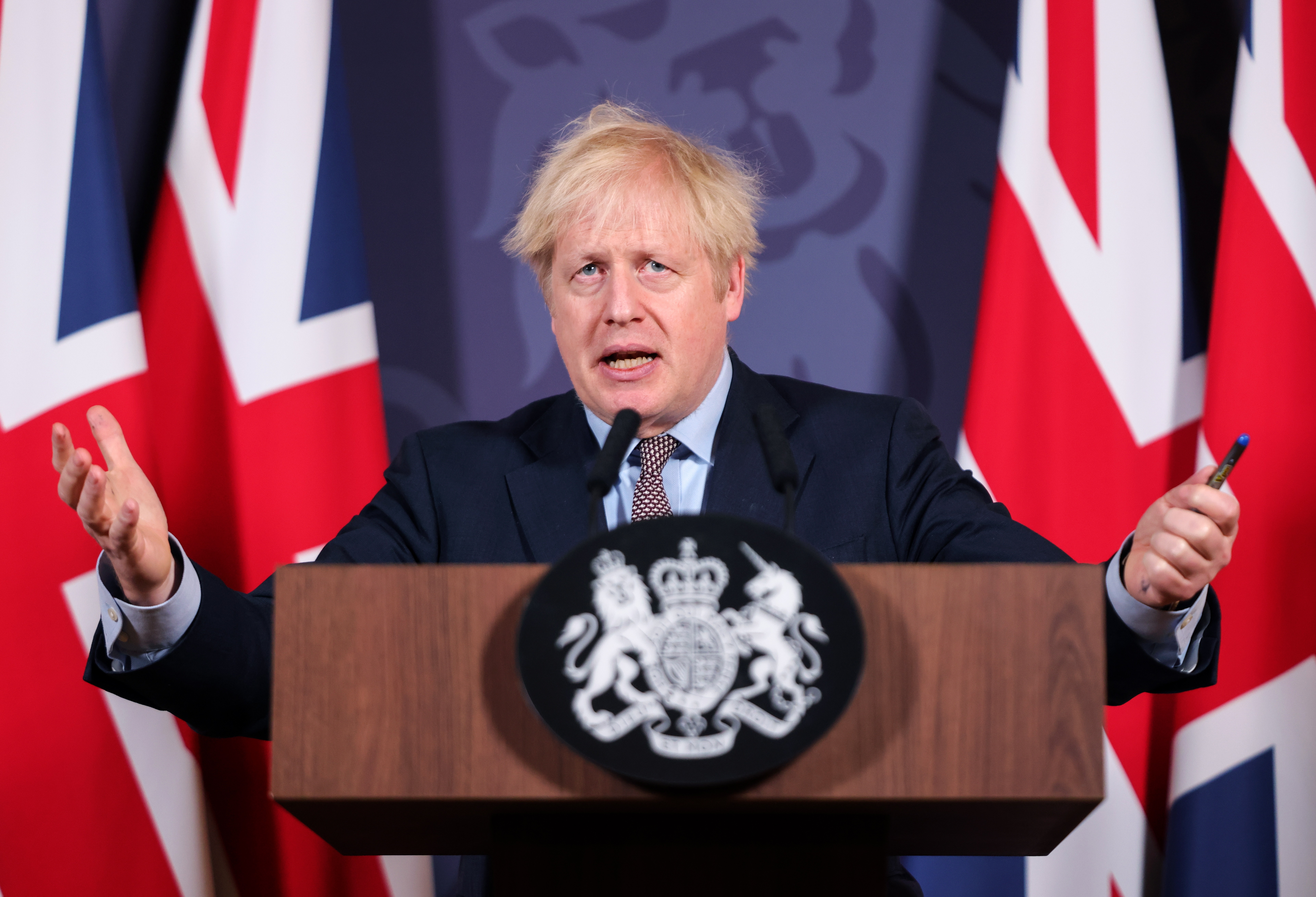 El primer ministro británico, Boris Johnson durante una rueda de prensa