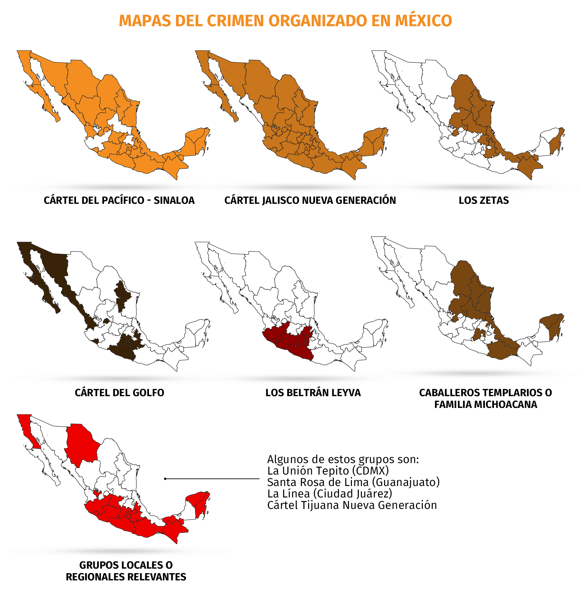 Crimen organizado en México (Mapa: Infobae)