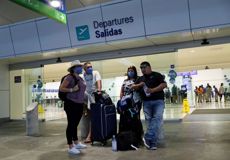 Stock image.  Tourists wait to leave the international airport of Cancun, in the Mexican state of Quintana Roo.  October 7, 2020 REUTERS/Henry Romero