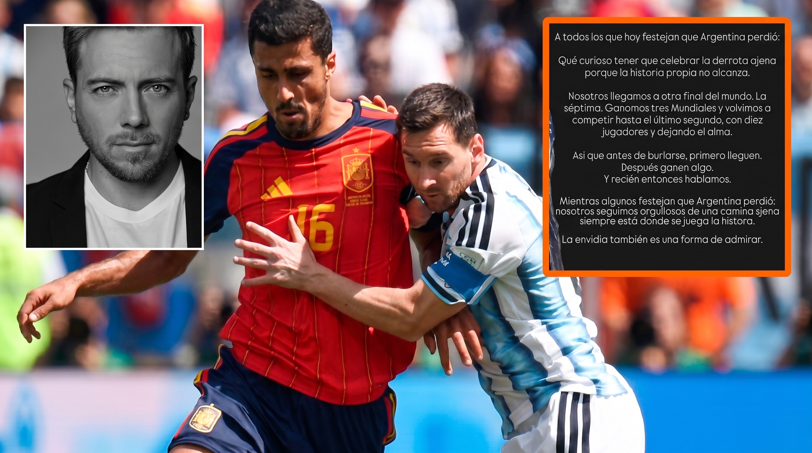 Juli&aacute;n Zucchi tras defender a Argentina por perder la final del Mundial: 