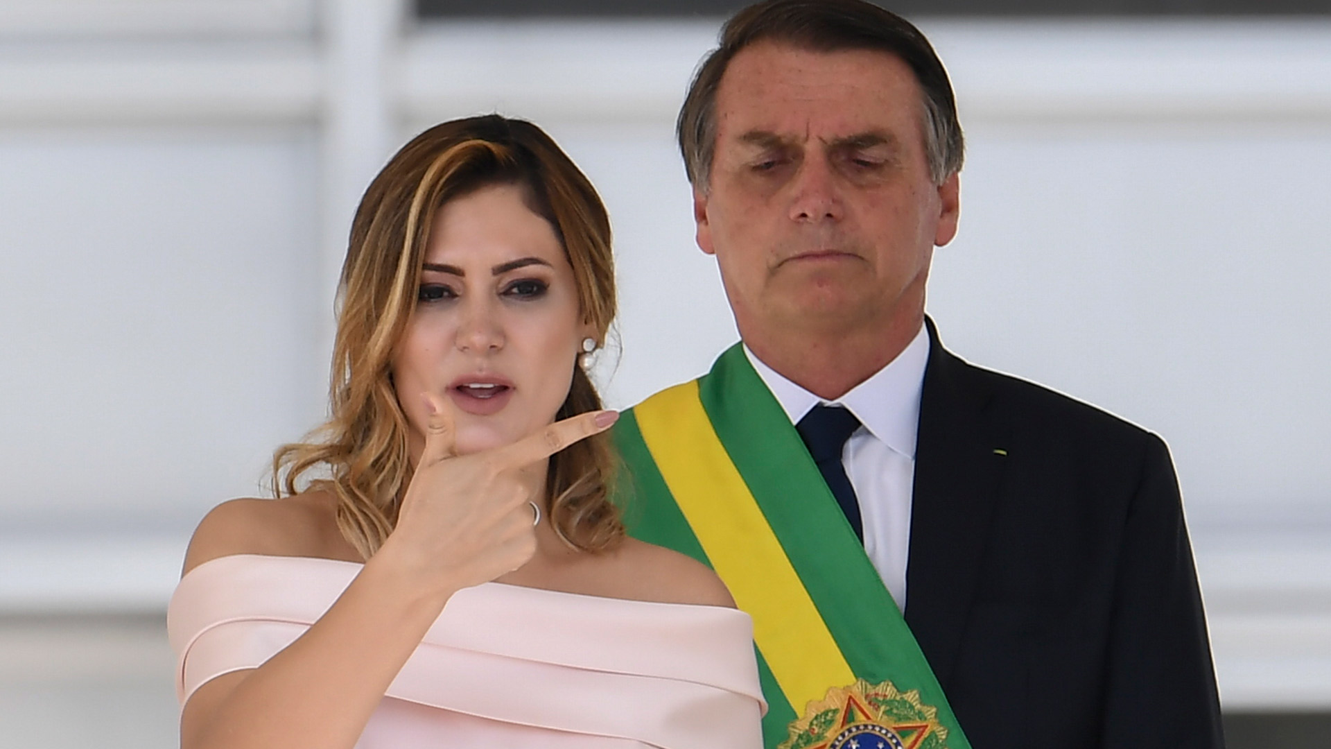 Michelle Bolsonaro durante la asunción del marido como presidente de Brasil (AFP)