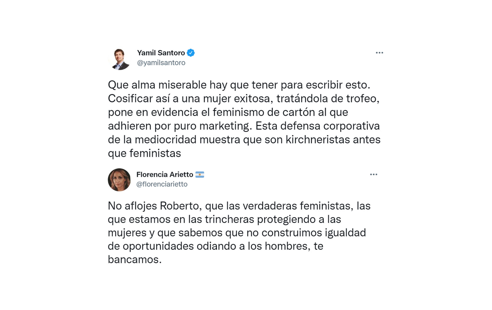 Los mensajes de apoyo de Yamil Santoro y Florencia Arietto a Roberto García Moritán