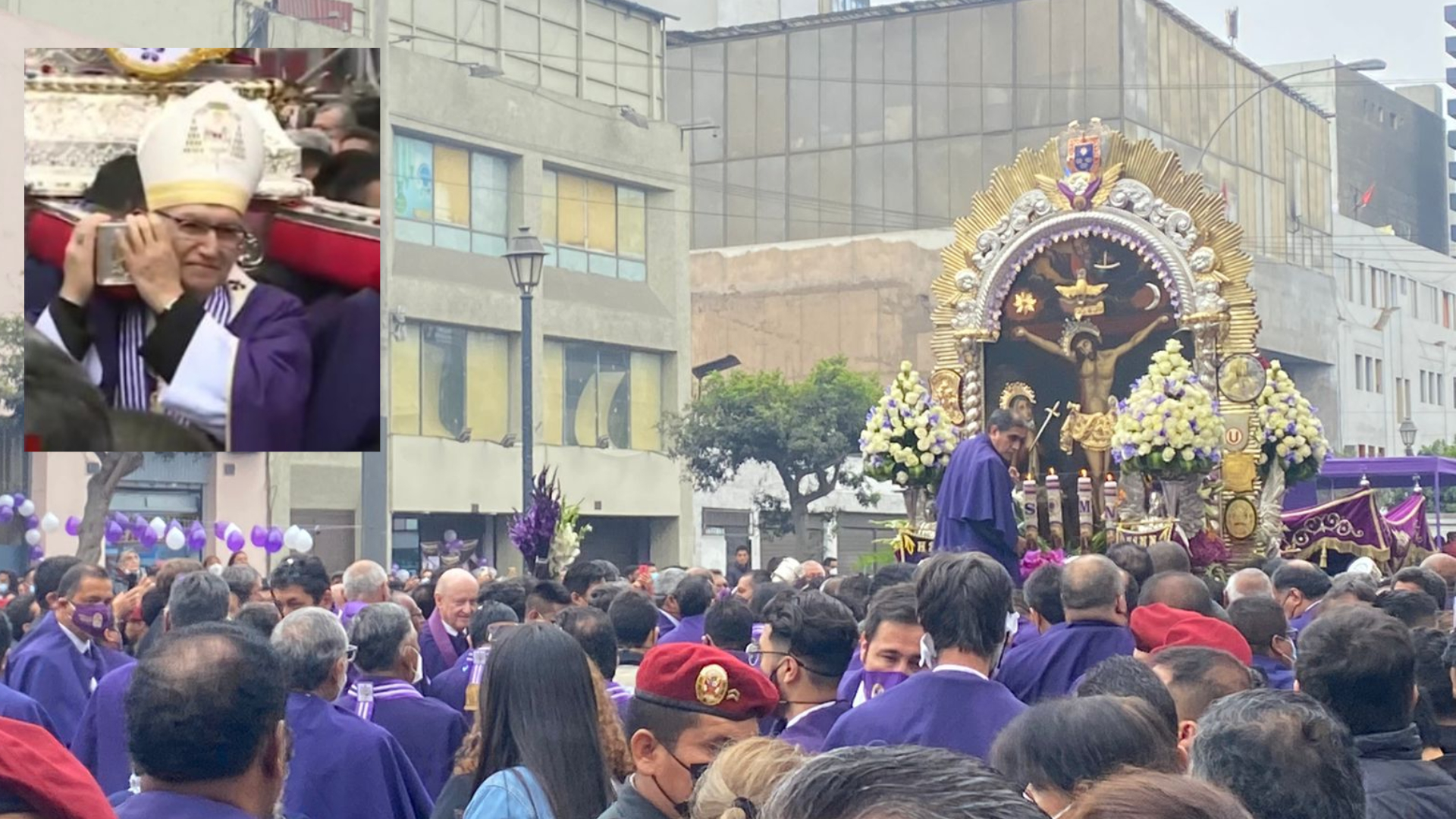 Anda del Señor de los Milagros fue cargada por Arzobispo de Lima. (Foto: Jossie Perez/Infobae)