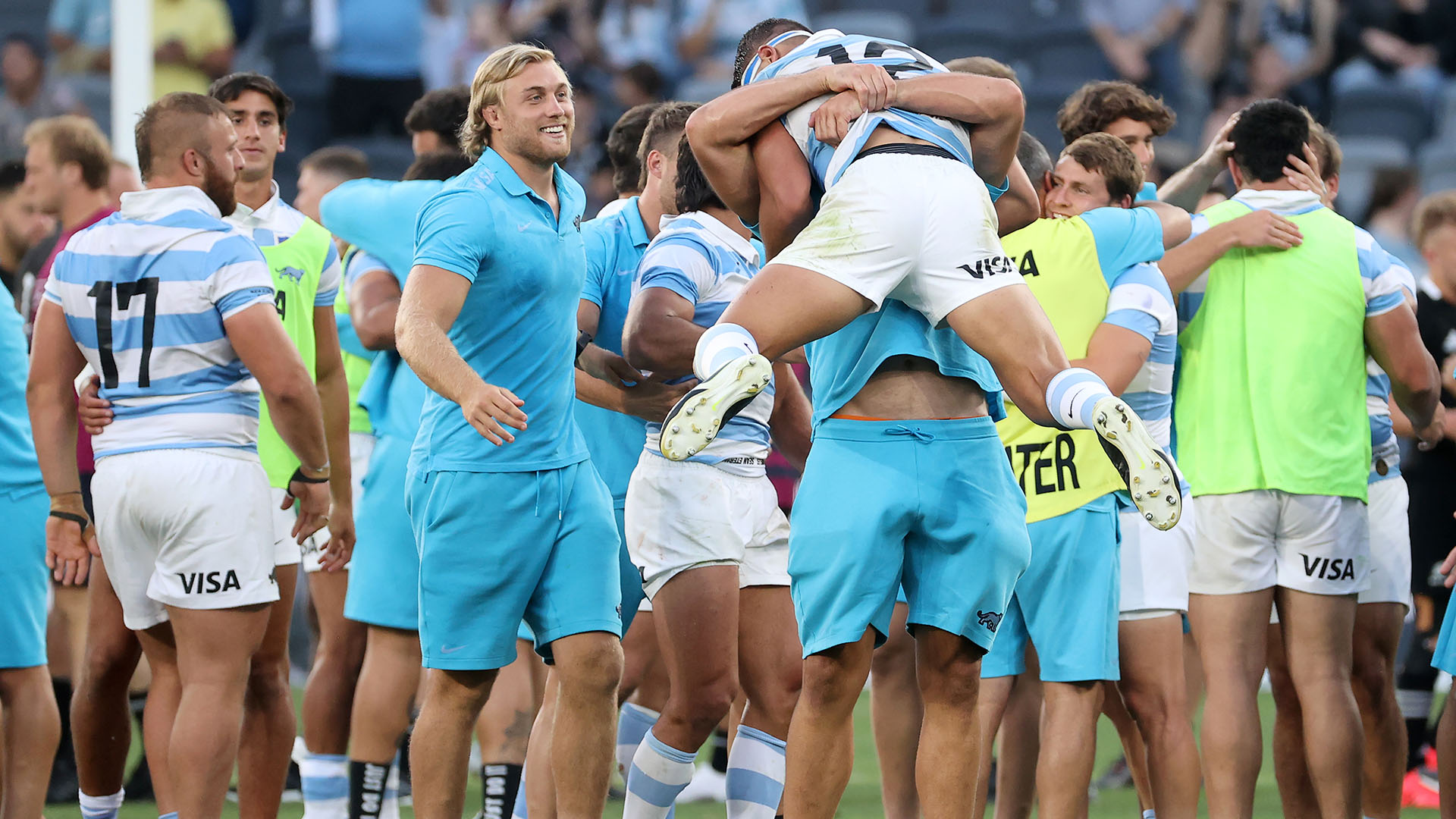 Los Pumas vencieron por primera vez en la historia a los All Blacks (Photo by David Gray / AFP)