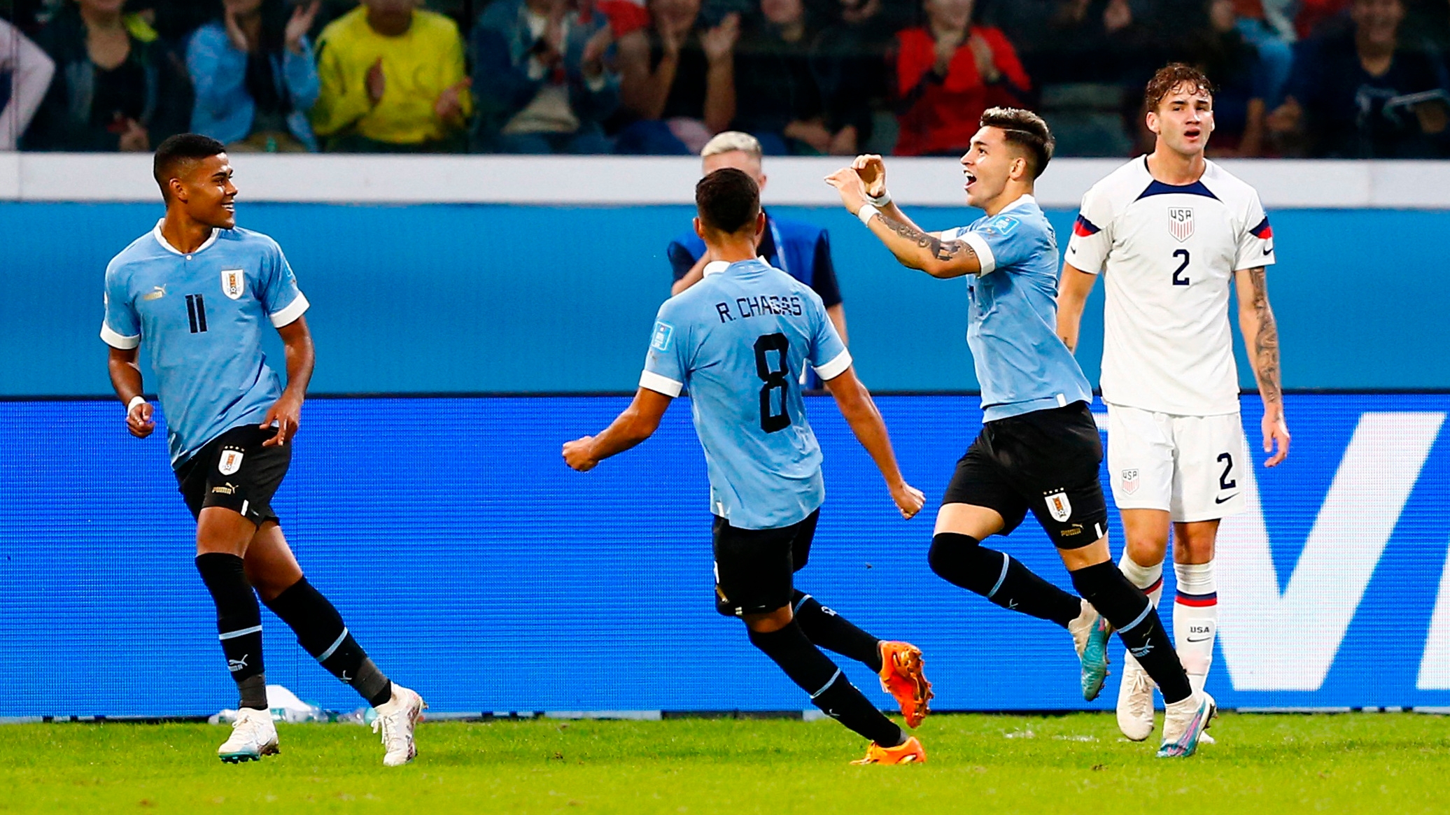 Mundial Sub 20: Uruguay le ganó 2-0 a Estados Unidos y se clasificó a las semifinales