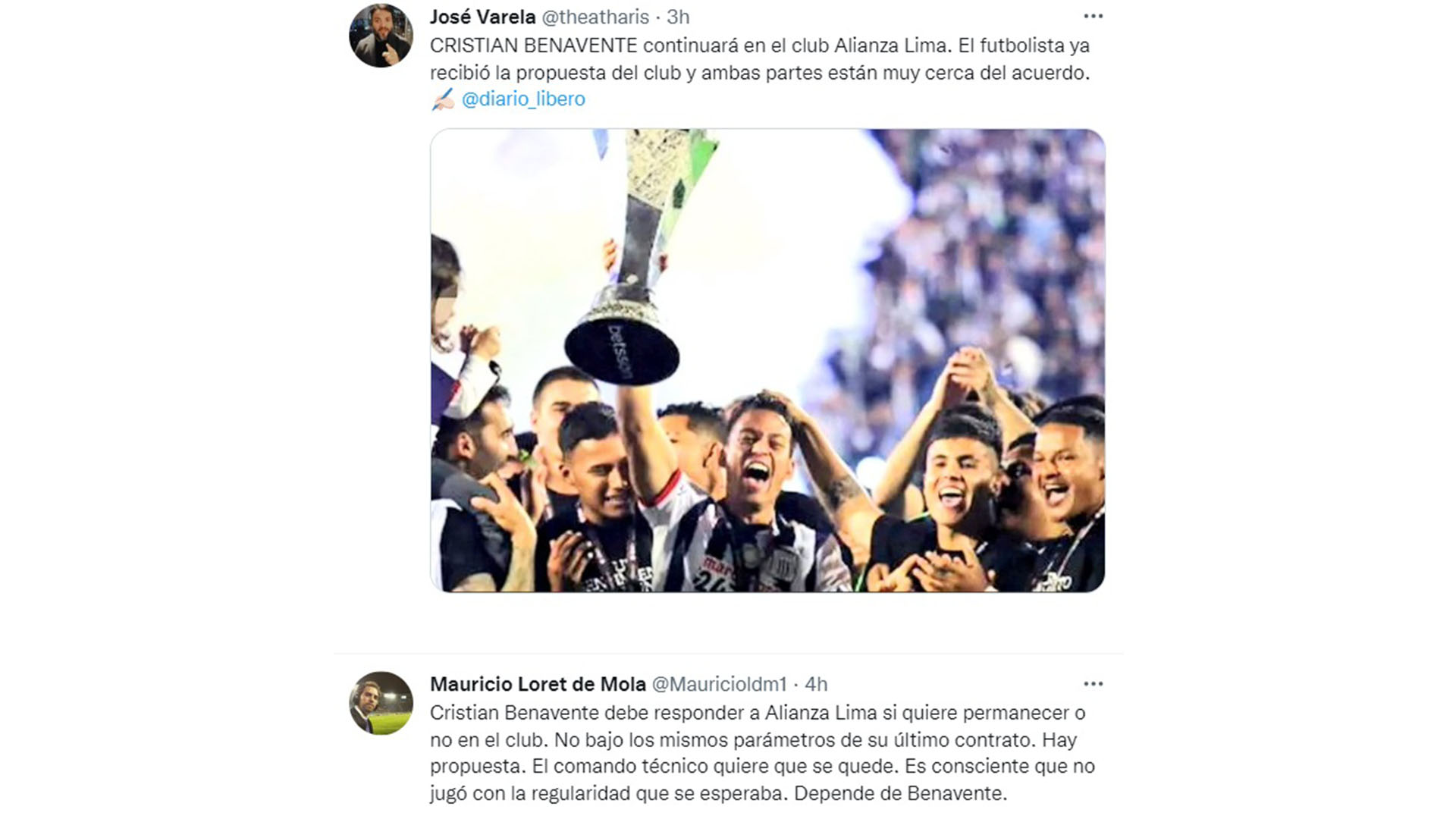 Información sobre la renovación de Cristian Benavente con Alianza Lima.