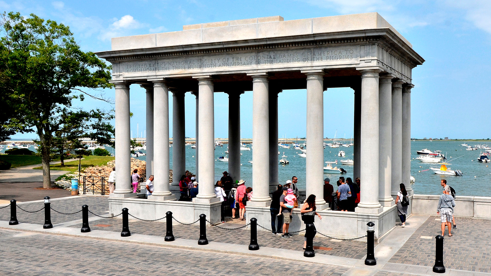 El pórtico dela roca de Plymouth, donde llegaron los peregrinos (Shutterstock)