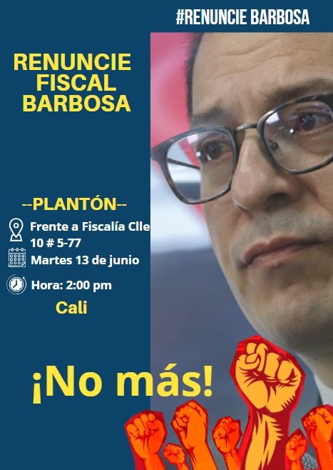 Volante del plantón contra el Fiscal General en Cali. (Captura de pantalla)