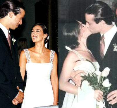 Diego Bertie y Viviana Monge en el día de su matrimonio.