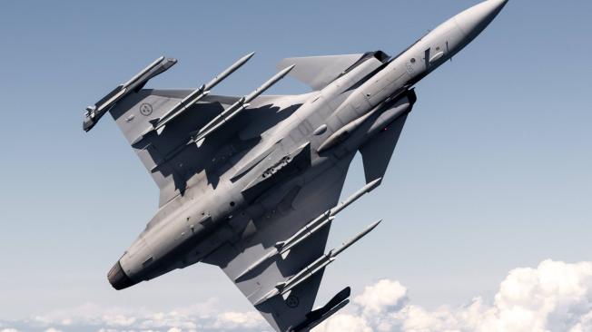 Imagen de archivo de los aviones tipo ‘Gripen’ de la empresa sueca Saab, los cuale spodrían reemplazar la actual flota de aeronaves de combate colombiana. Foto: Saab