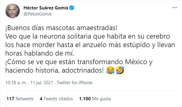 Héctor Suárez Gomís es tundido en redes tras mordaces comentarios (IG).