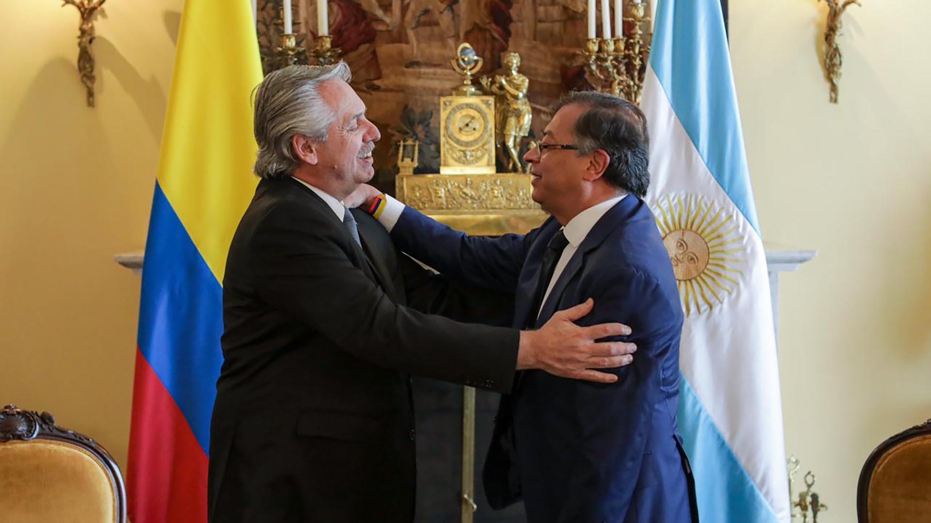 Alberto Fernández and Gustavo Petro during their official meeting in Bogotá