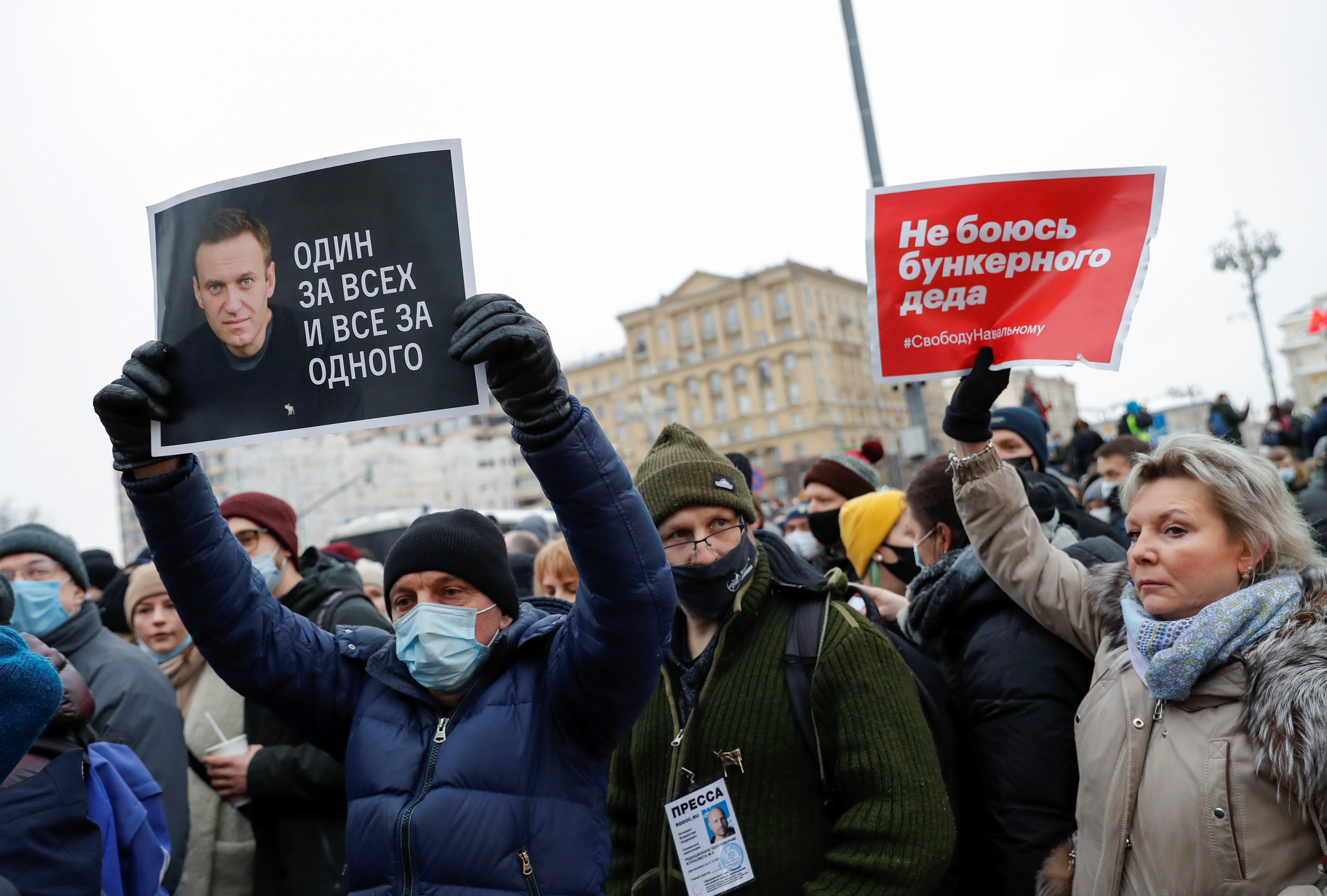 Marchas del sábado en Moscú para la liberación de Navalny (Reuters)