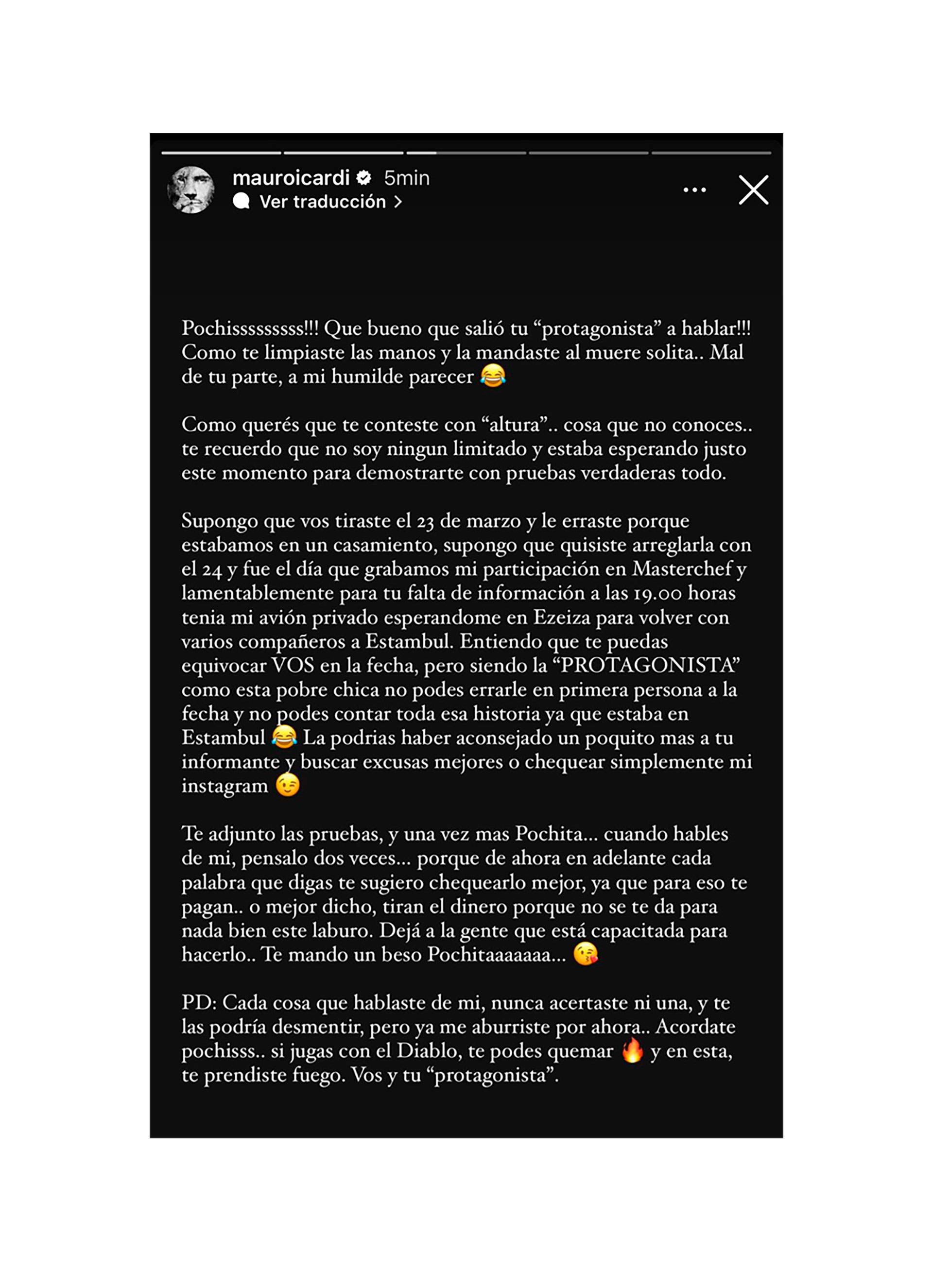 La desmentida de Mauro Icardi en Instagram