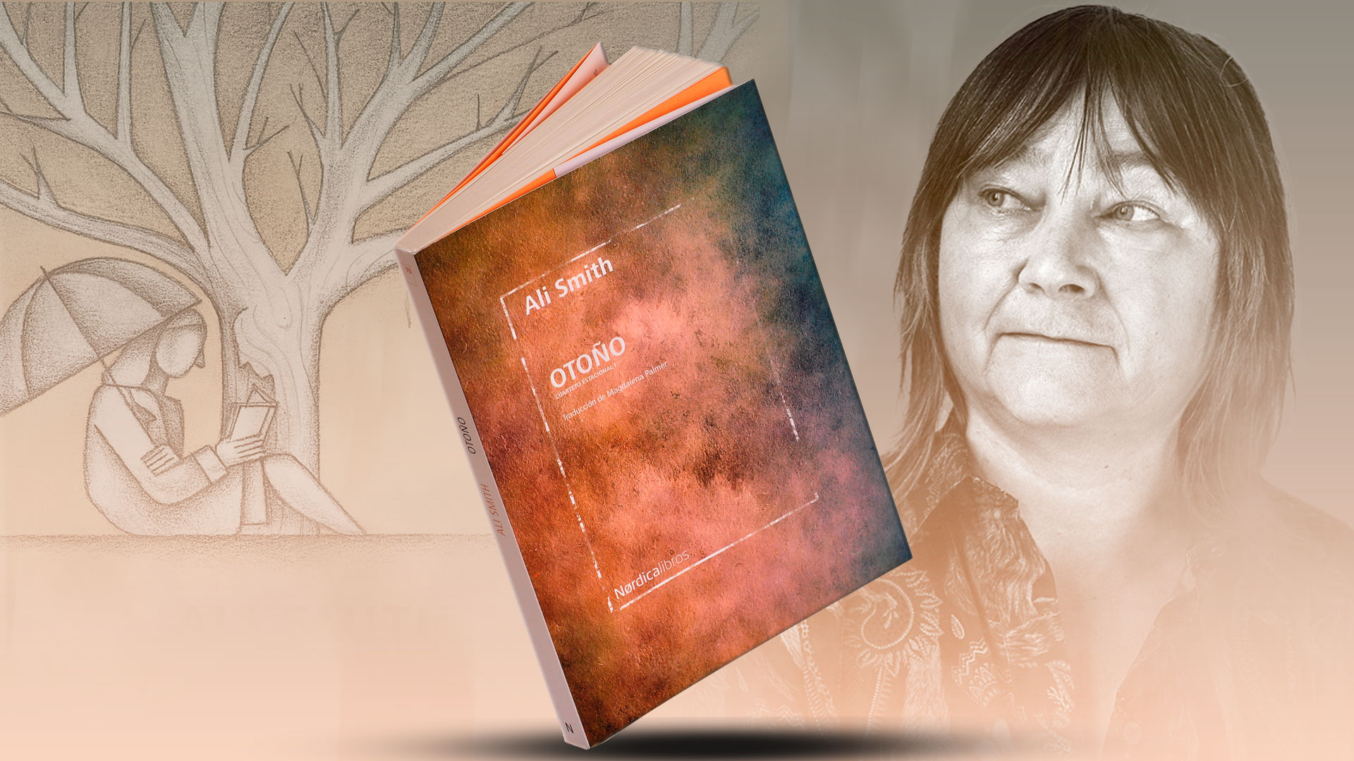 "Otoño", de Ali Smith. (Diseño a partir de fotografías: Jesús Avilés/Infobae).