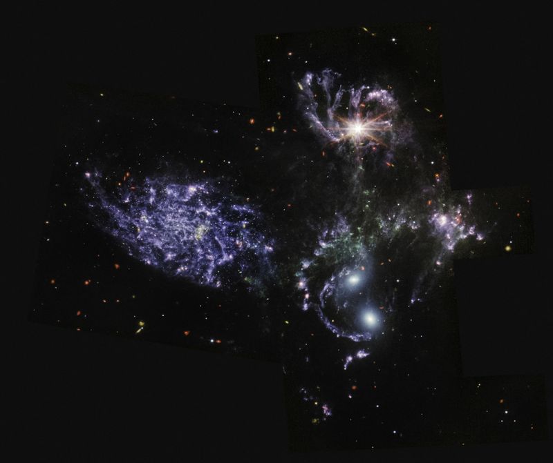 El Quinteto de Stephan visto por MIRI desde el telescopio espacial James Webb de la NASA (NASA, ESA, CSA, STScI, Webb ERO Production Team/Handout via REUTERS).
