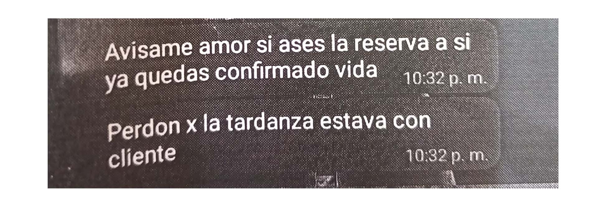 Parte del chat entre la víctima y la mujer 