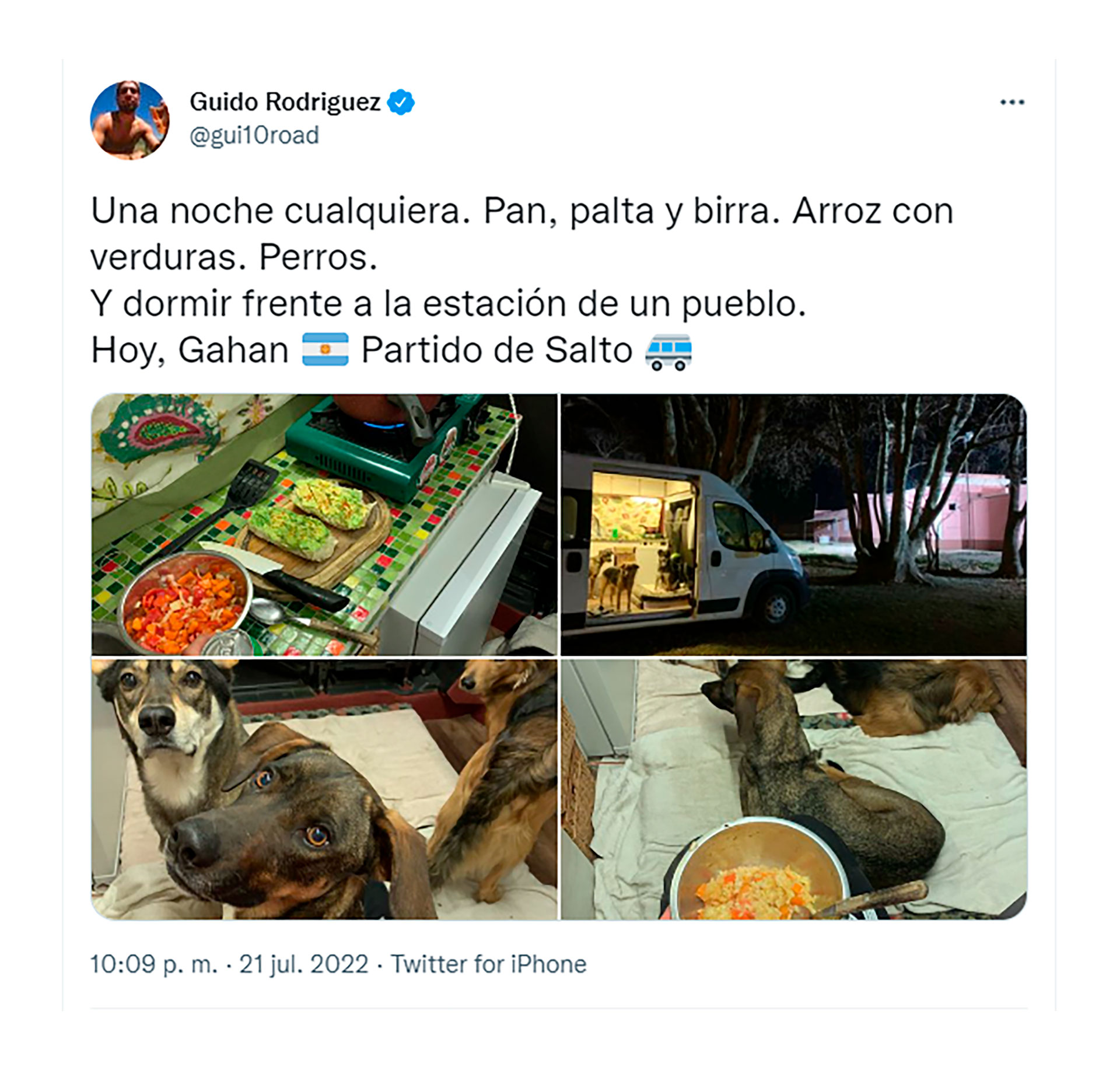 Uno de los tuits en los que Guido cuenta sus descubrimientos en los pueblos de Buenos Aires, en este caso, Las Marianas 