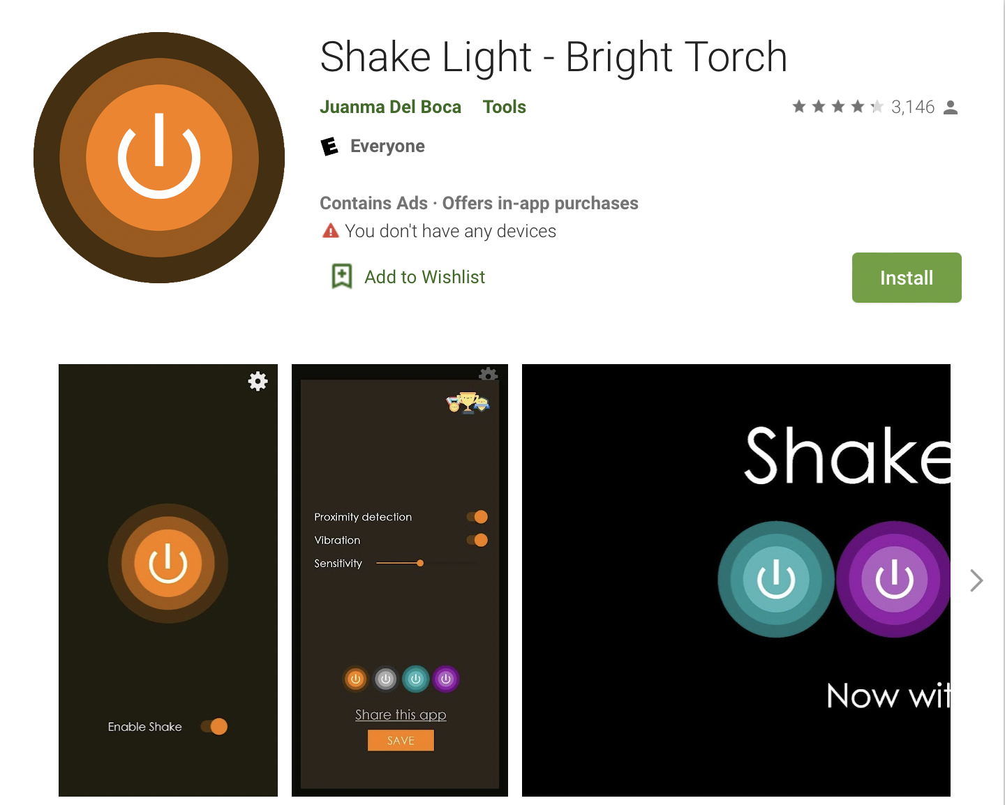 Shake Light. (foto: Google Play Store/Jose Arana)