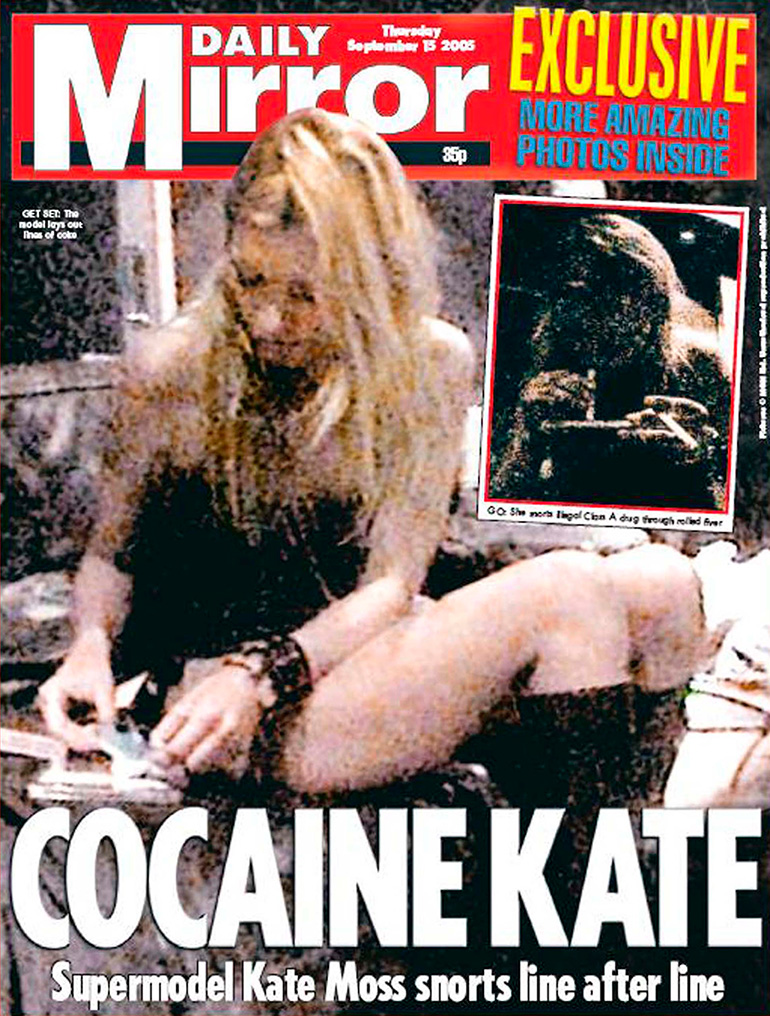 Tapa de la revista Daily Mirror con el título "Cocaine Kate"