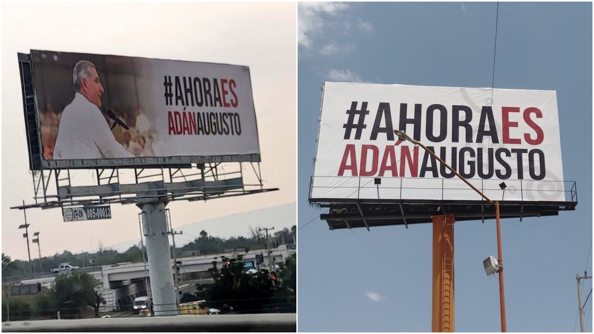 Usuarios en redes sociales denunciaron propaganda a favor de Adán Augusto (Twitter/@JuanjoMorenoSoy/@Mystika40)